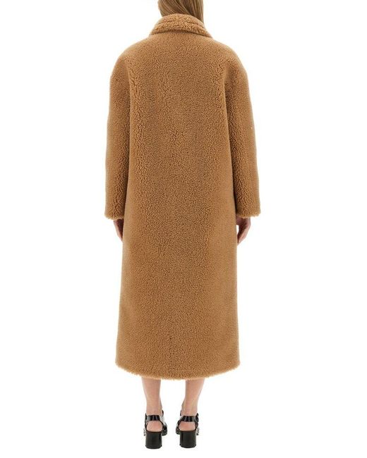 Moschino Natural Jeans Single-breasted Furry Effect Coat