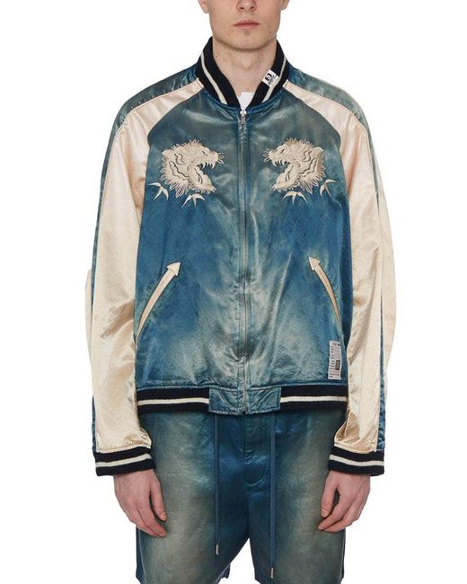 embroidered-design bomber jacket