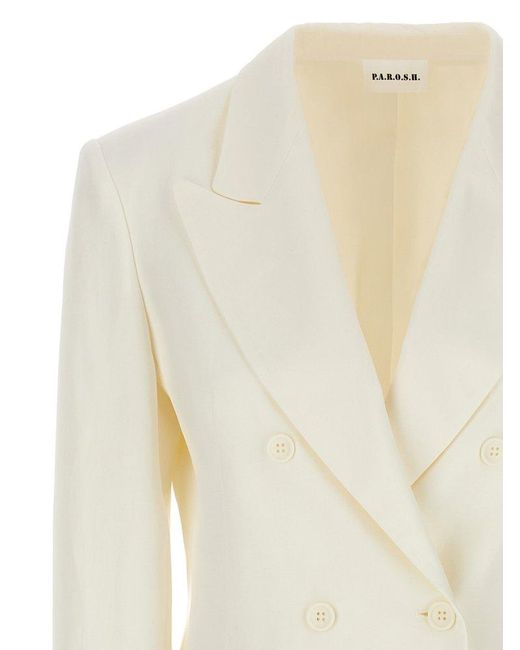 P.A.R.O.S.H. Doublebreasted Blazer Blazer And Suits in White Lyst