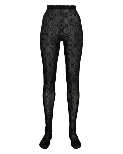 Marine Serre Synthetic All-over Crescent Moon Embroidered Tights in ...