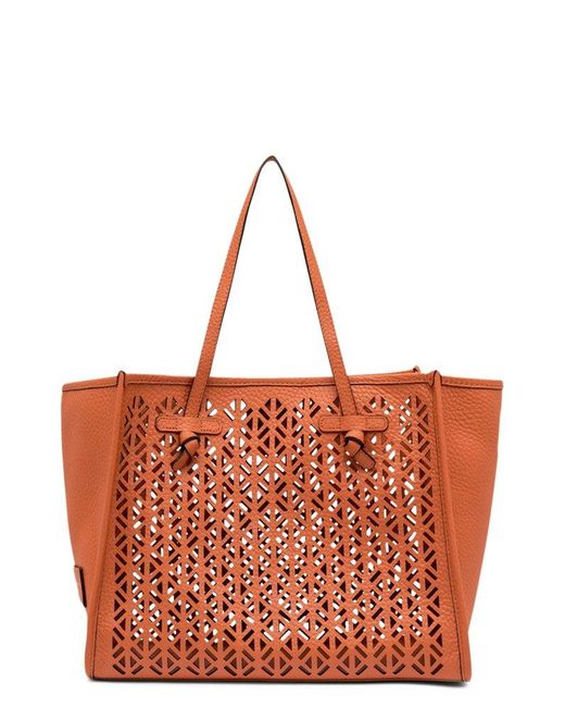 Gianni Chiarini Red Marcella Perforated Shopping Bag