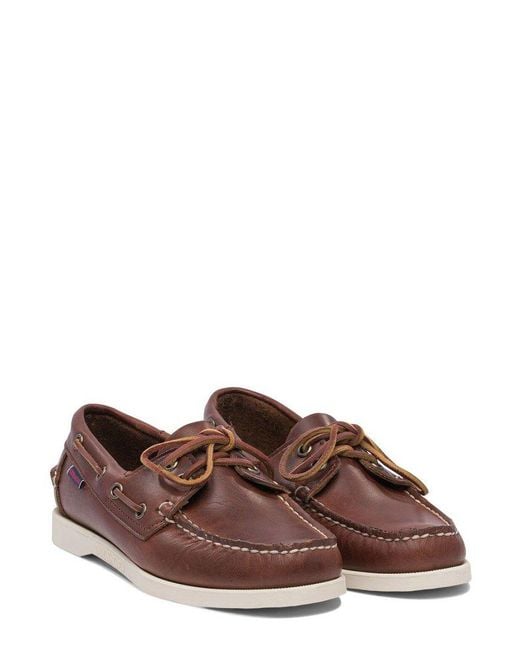 Sebago Brown Docksides Portland Waxed Boat Shoes