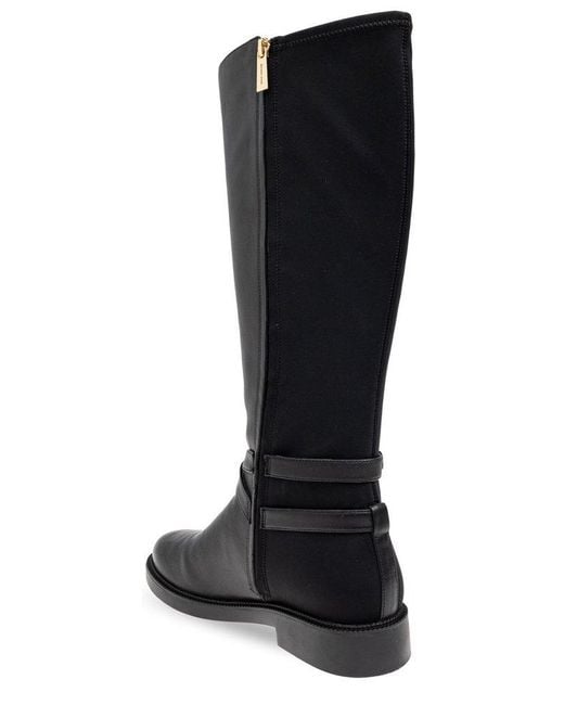 MICHAEL Michael Kors Black Knee-High Leather Buckle Boots