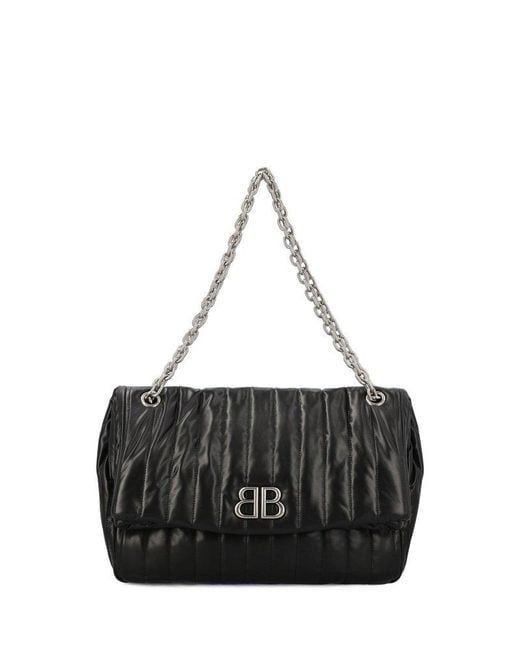 Balenciaga Black Monaco Medium Quilted Chain Shoulder Bag