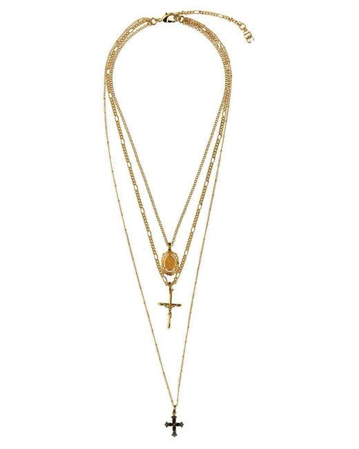 Dolce & Gabbana Metallic Crosses Charms Necklace