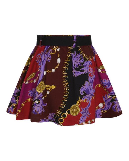 Versace Red Chain Couture High-waist Mini Skirt