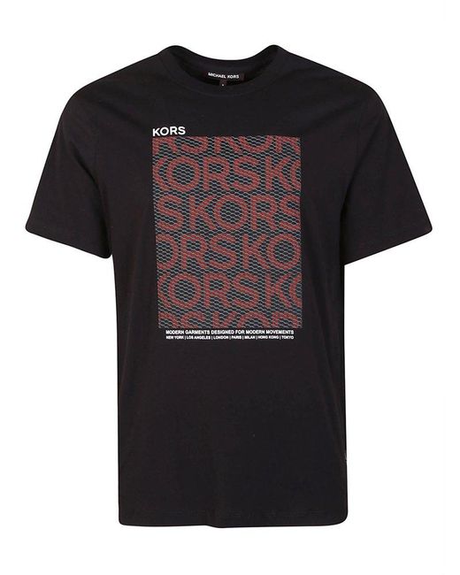 Michael Kors Black Graphic Printed Crewneck T-shirt for men