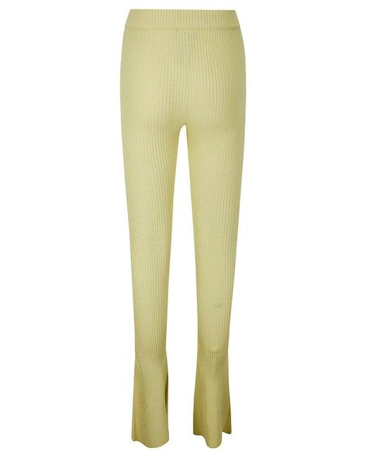 Ssheena Yellow Kendal Ribbed-knit Flared Trousers