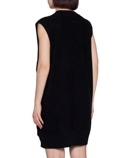 MM6 by Maison Martin Margiela Black Wool-blend Knit Mini Dress