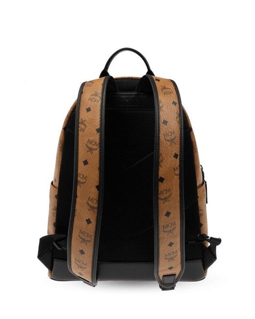 MCM Brown 'stark' Backpack With Monogram,