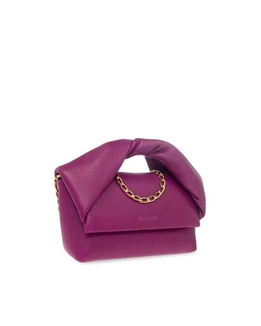 The Chain Link Leather Crossbody Lavendar