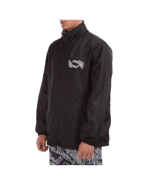 Moschino Gray Warped Logo Windbreaker for men