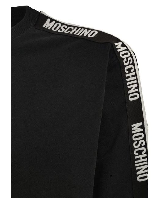 Moschino Black Logo Tape Crewneck Sweatshirt for men