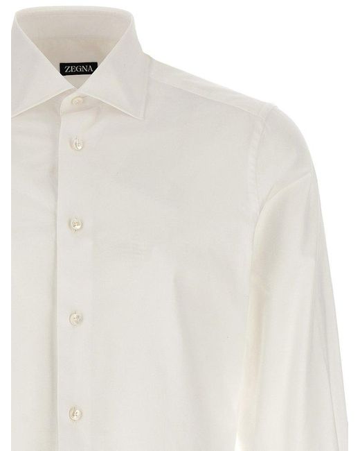 Zegna White Stretch Cotton Shirt Shirt, Blouse for men