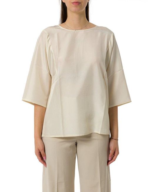 Weekend by Maxmara Natural Primo Crewneck Three-Quarter-Sleeved T-Shirt