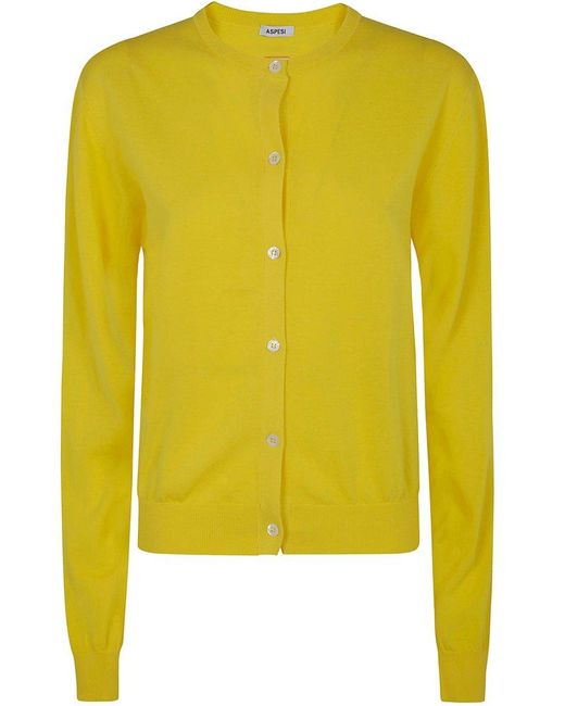 Aspesi Yellow Button-Up Cardigan Sweater