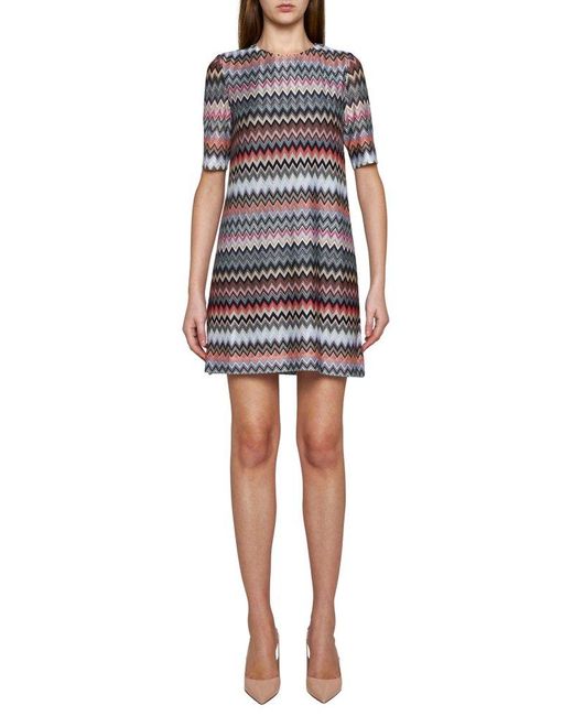 Missoni Multicolor Zigzag Crewneck Short-sleeved Dress