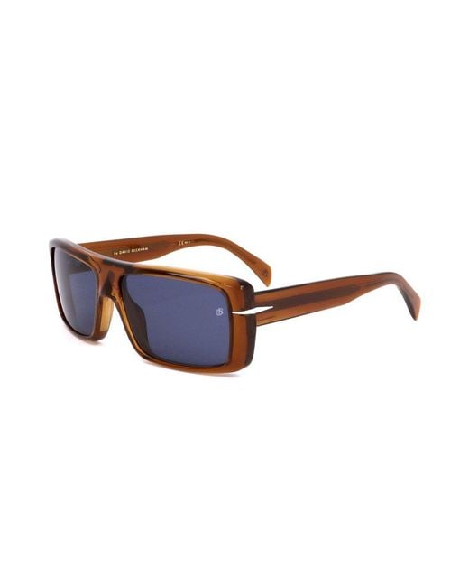 David Beckham Blue Rectangular Lens Full Rim Sunglasses for men