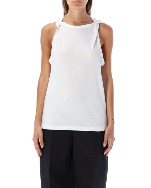 Y. Project White Twisted Shoulder Tank Top