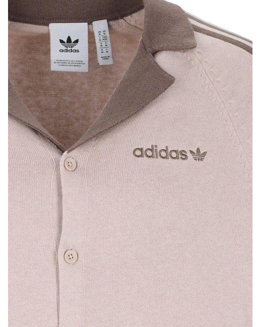 Adidas Pink Logo Embroidered Knitted T-shirt for men