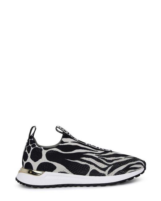 MICHAEL Michael Kors Black Leopard Printed Slip-on Sneakers