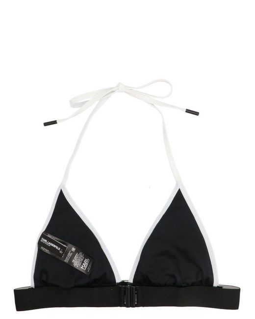 Karl Lagerfeld Black 'karl' Logo Bikini Top