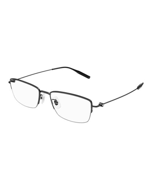 Montblanc Black Rectangular Frame Glasses for men