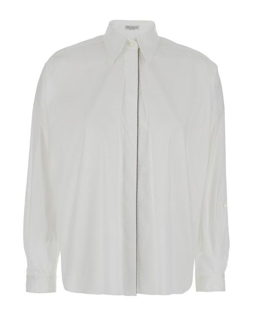 Brunello Cucinelli White Buttoned Sleeved Shirt