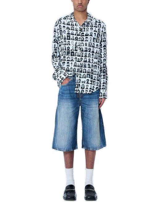 Martine Rose Blue Photos Printed Long-Sleeved Shirt for men