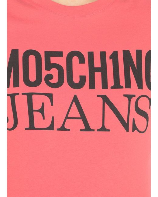 Moschino Pink Jeans Logo-printed Crewneck T-shirt