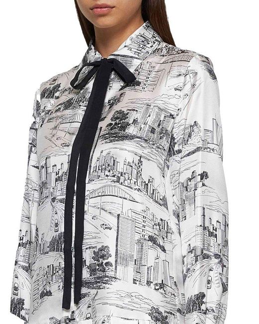 直営♪Max Mara Studio プリントツイルシャツドレス BATH Max Mara Bath Print Silk Dress in Gray | Lyst