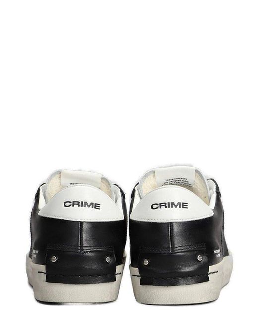 Crime London Black Distressed Lace-Up Sneakers for men