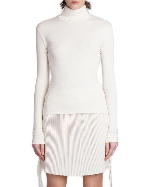 Helmut Lang White Turtleneck Knitted Top