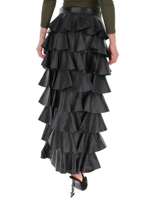 Black tiered ruffle skirt cheap