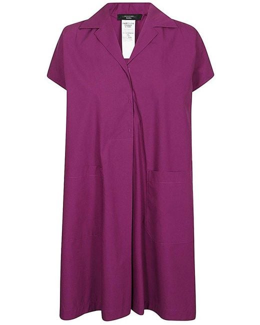 Weekend by Maxmara Purple V-neck Short-sleeved Dress