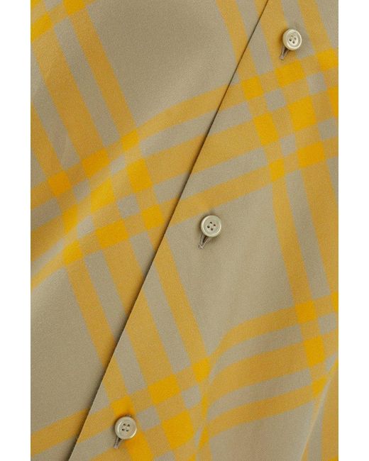 Burberry Yellow Flannel Shirt With Check Motif for men