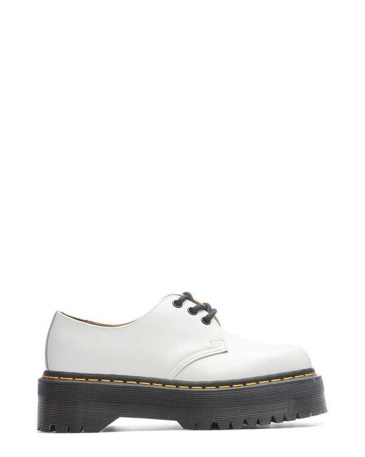 Dr. Martens White 1461 Quad Platform Lace-Up Shoes