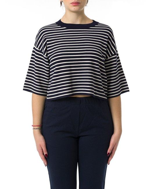 Weekend by Maxmara Black Striped Crewneck T-Shirt