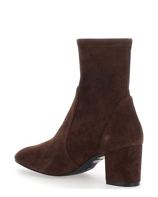 Stuart Weitzman Brown Yuliana Block Heeled Sock Boots