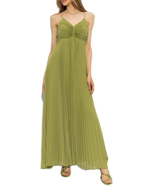 Diane von Furstenberg Green Pleated Strap Dress