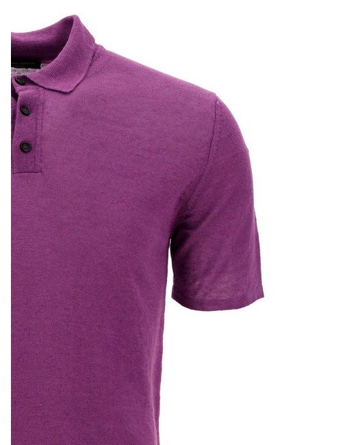 Roberto Collina Purple Straight Hem Polo Shirt for men