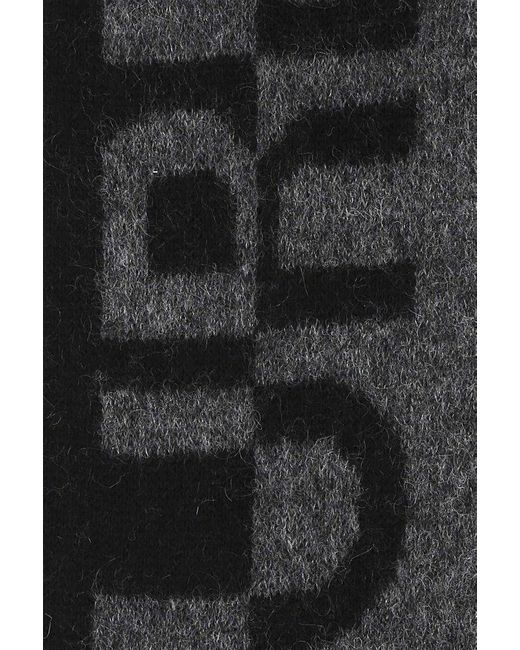 Saint Laurent Black Printed Wool Blend Scarf for men