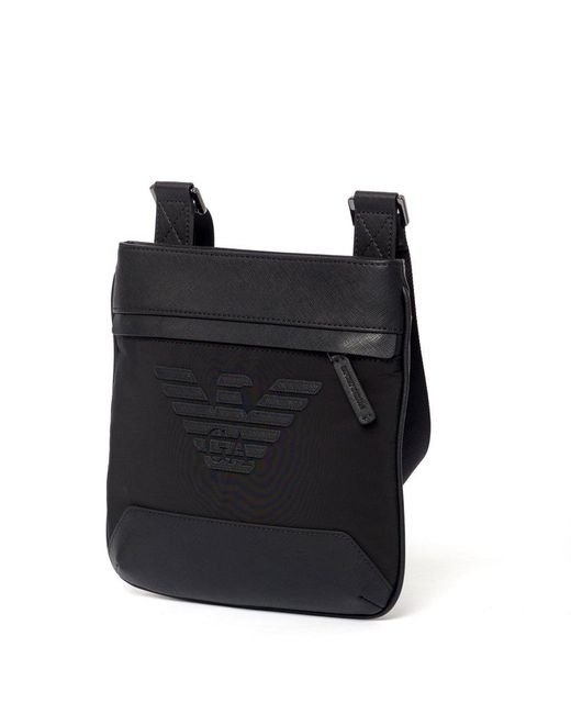 Emporio Armani Black Logo-patch Zipped Messenger Bag for men
