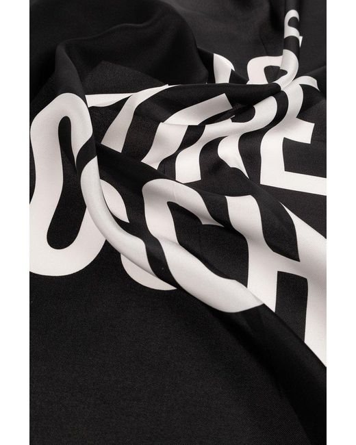 Moschino Black Logo-jacquard Striped Edge Scarf for men