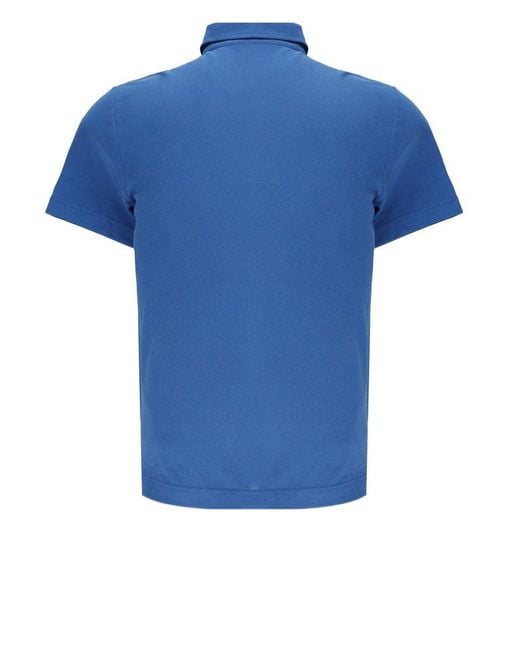 Zanone Blue Short-sleeved Straight-hem Polo Shirt for men