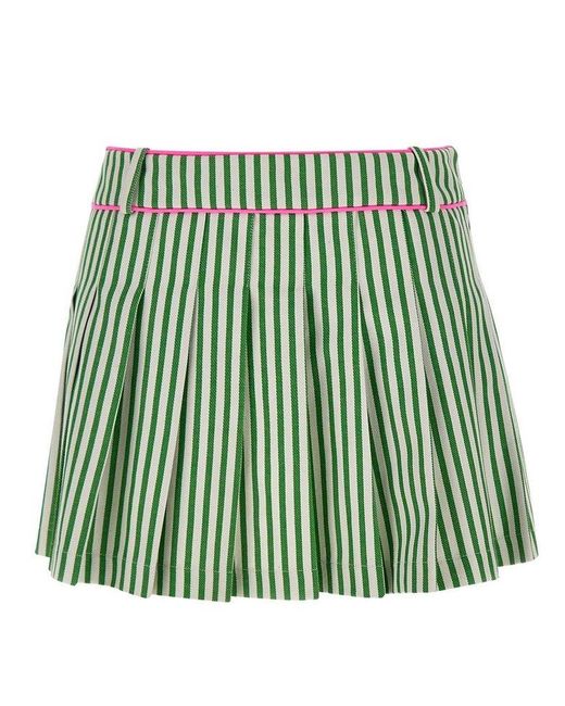 Chiara Ferragni Logo Embroidered Striped Mini Skirt in Green | Lyst