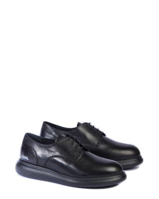 Karl Lagerfeld Black Granby Lace-Up Derby Shoes for men