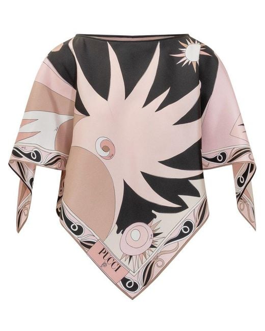 Emilio Pucci Pink Stella Printed Cape Top