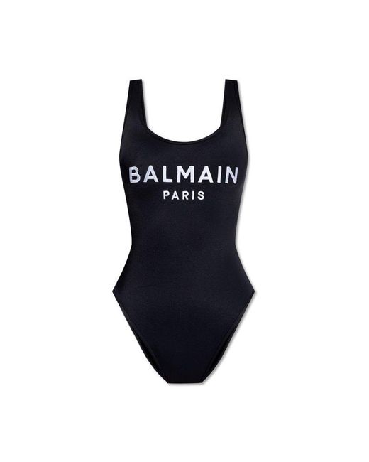 Balmain Black Logo Swimsuit