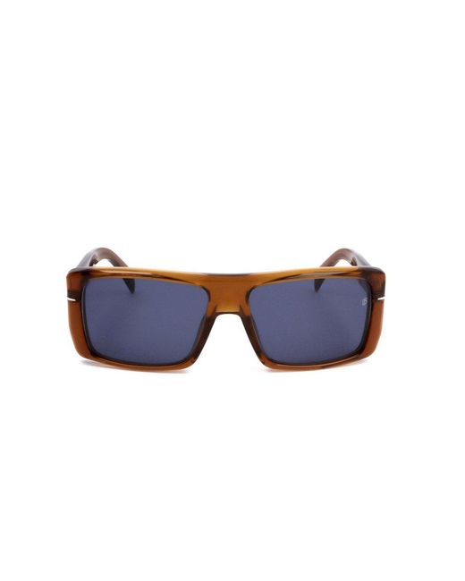 David Beckham Blue Rectangular Lens Full Rim Sunglasses for men
